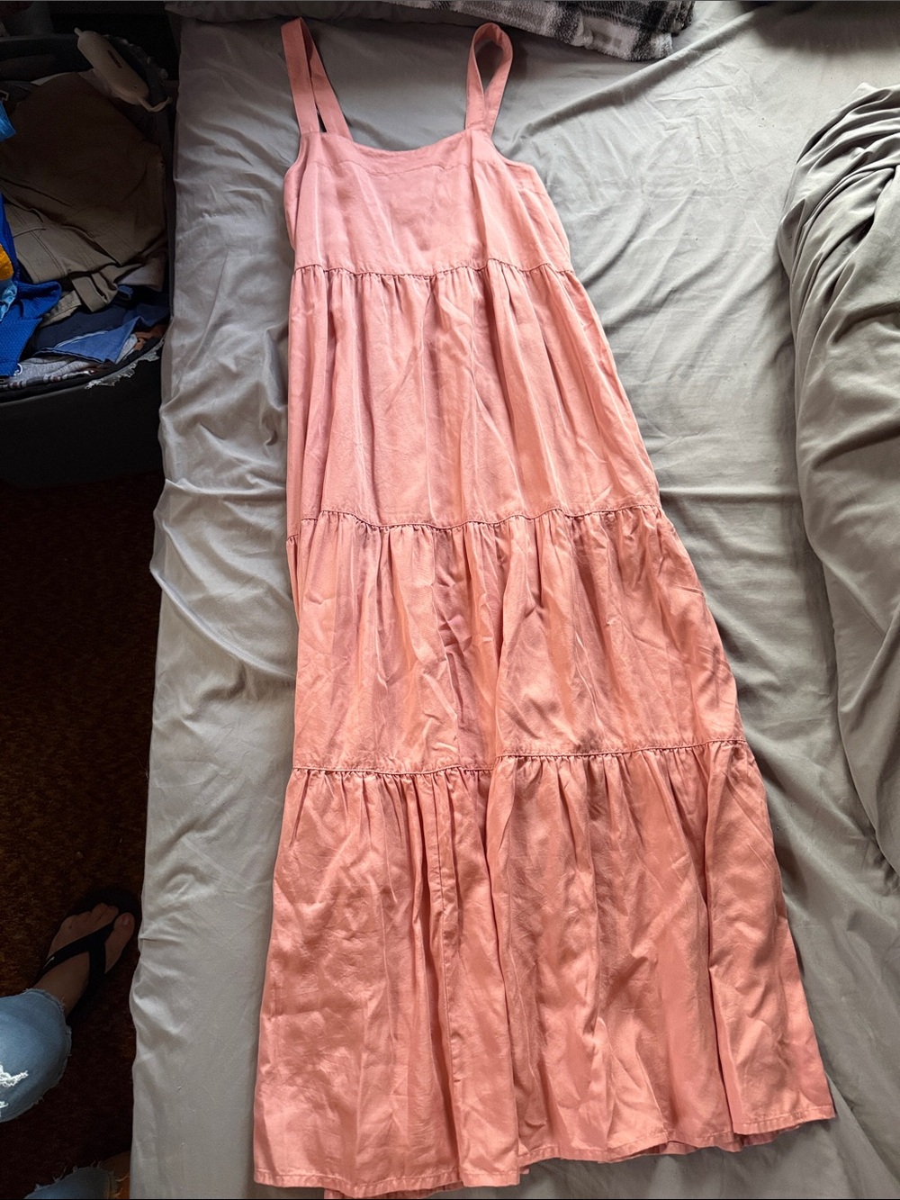Tiered Maxi Skirt Dress in Soft Pink